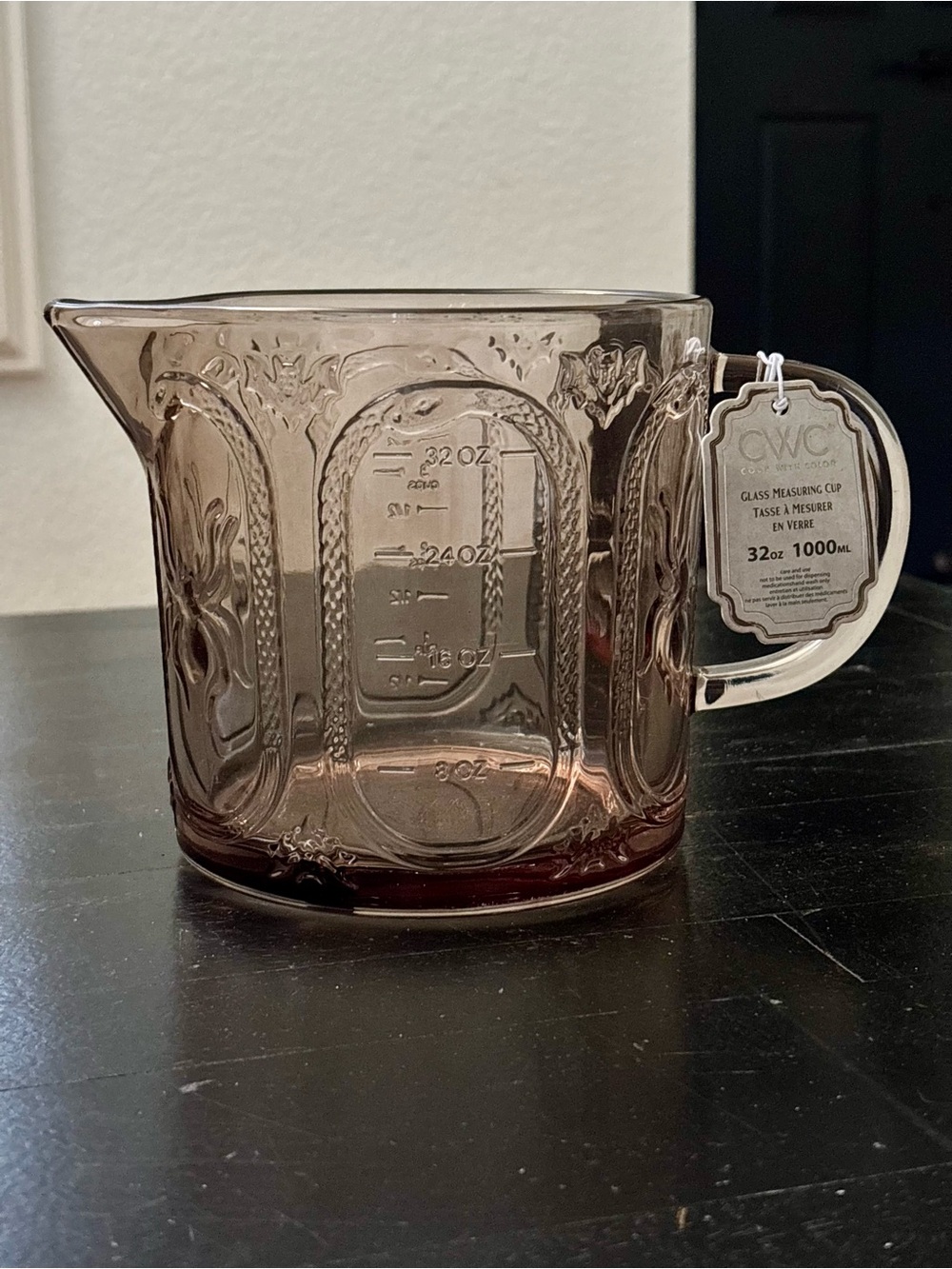 CWC Cook With Color Brown Glass Measuring Cup 32oz ~ 4 Cups Fall Spider Bat NEW